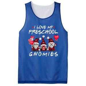 I Love My Preschool Gnomies Valentine's Day Teacher Funny Gift Meaningful Gift Mesh Reversible Basketball Jersey Tank