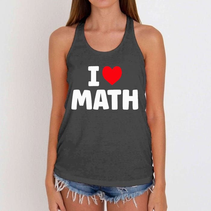 I Love Math I Heart Math Lover Mathematics Women's Knotted Racerback Tank