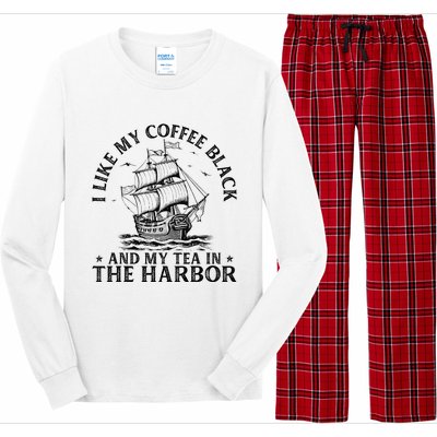 I Like My Coffee Black And My Tea In The Harbor Usa History Long Sleeve Pajama Set