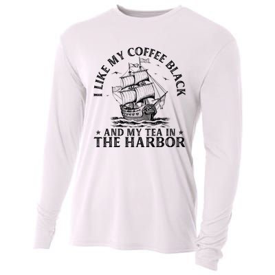 I Like My Coffee Black And My Tea In The Harbor Usa History Cooling Performance Long Sleeve Crew