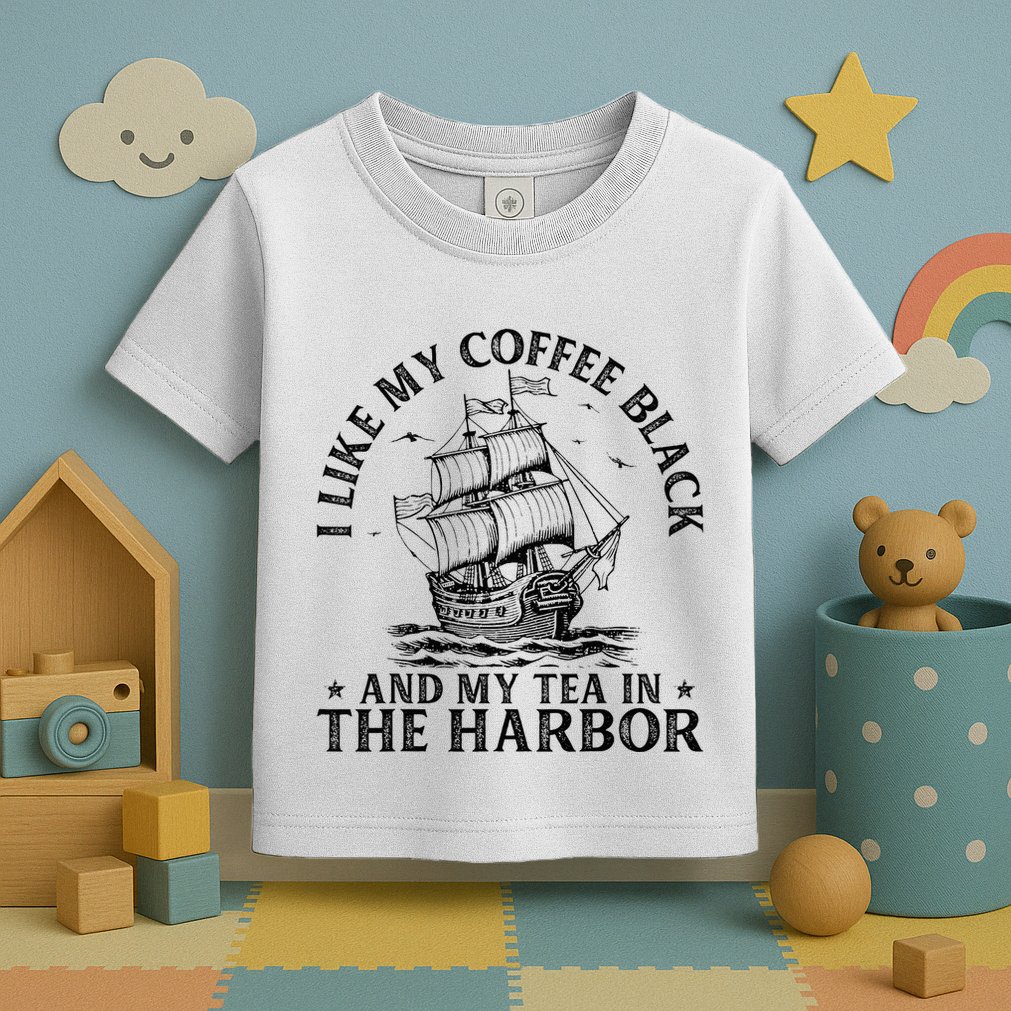 I Like My Coffee Black And My Tea In The Harbor Usa History Toddler T-Shirt