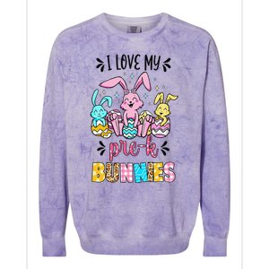 I Love My Pre K Bunnies Cute Teacher Easter Day Bunny Egg Colorblast Crewneck Sweatshirt