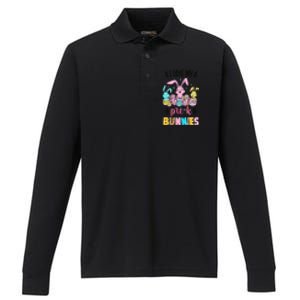 I Love My Pre K Bunnies Cute Teacher Easter Day Bunny Egg Performance Long Sleeve Polo