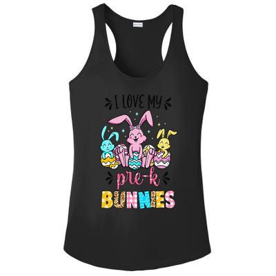 I Love My Pre K Bunnies Cute Teacher Easter Day Bunny Egg Ladies PosiCharge Competitor Racerback Tank