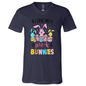 I Love My Pre K Bunnies Cute Teacher Easter Day Bunny Egg V-Neck T-Shirt