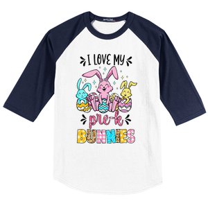 I Love My Pre K Bunnies Cute Teacher Easter Day Bunny Egg Baseball Sleeve Shirt