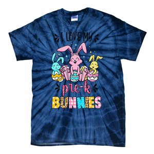 I Love My Pre K Bunnies Cute Teacher Easter Day Bunny Egg Tie-Dye T-Shirt