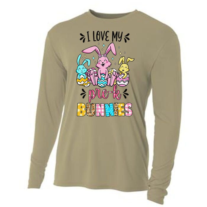 I Love My Pre K Bunnies Cute Teacher Easter Day Bunny Egg Cooling Performance Long Sleeve Crew