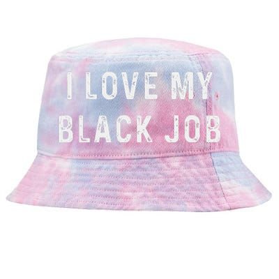 I Love My Black Job Heart Distressed Tie-Dyed Bucket Hat