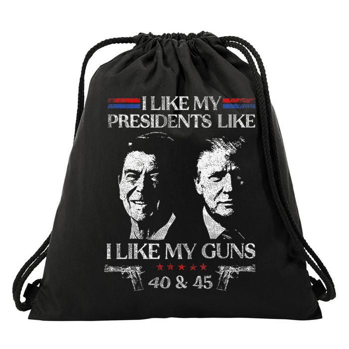 I Like My Presidents Like I Like My Guns 40 45 Drawstring Bag