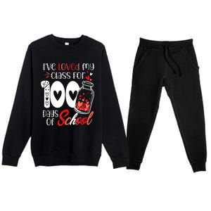 I've Loved My Class For 100 Days Of School Teacher Valentine Premium Crewneck Sweatsuit Set