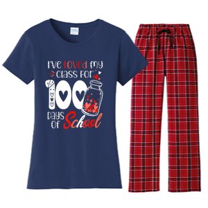 I've Loved My Class For 100 Days Of School Teacher Valentine Women's Flannel Pajama Set