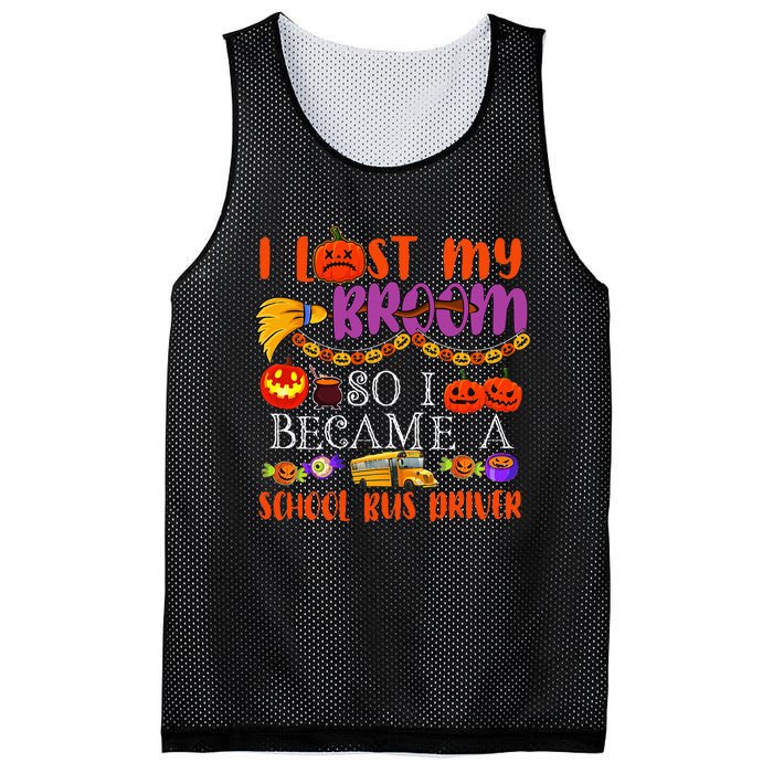 I Lost My Broom So I Became A School Bus Driver Halloween Mesh Reversible Basketball Jersey Tank