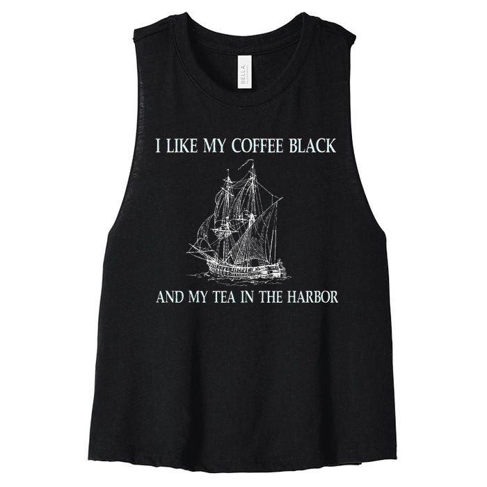 I Like My Coffee Black And Tea In The Harbor Women's Racerback Cropped Tank