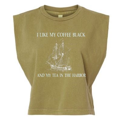 I Like My Coffee Black And Tea In The Harbor Garment-Dyed Women's Muscle Tee