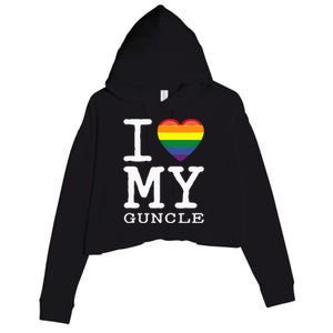 I Love My Guncle Gay Homosexual Rainbow Heart Uncle Nephew Crop Fleece Hoodie