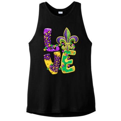 I Love Mardi Gras For Matching Family Fleur De Lis Ladies PosiCharge Tri-Blend Wicking Tank