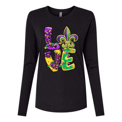 I Love Mardi Gras For Matching Family Fleur De Lis Womens Cotton Relaxed Long Sleeve T-Shirt