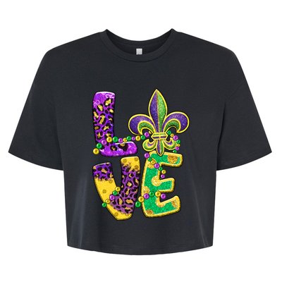 I Love Mardi Gras For Matching Family Fleur De Lis Bella+Canvas Jersey Crop Tee