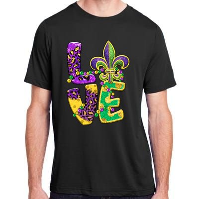 I Love Mardi Gras For Matching Family Fleur De Lis Adult ChromaSoft Performance T-Shirt