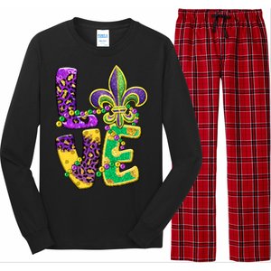 I Love Mardi Gras For Matching Family Fleur De Lis Long Sleeve Pajama Set