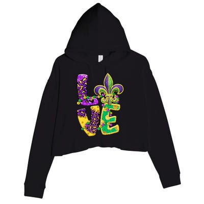 I Love Mardi Gras For Matching Family Fleur De Lis Crop Fleece Hoodie