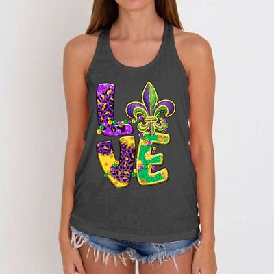 I Love Mardi Gras For Matching Family Fleur De Lis Women's Knotted Racerback Tank