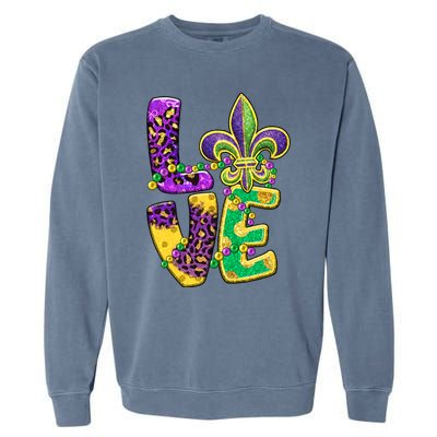 I Love Mardi Gras For Matching Family Fleur De Lis Garment-Dyed Sweatshirt