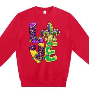 I Love Mardi Gras For Matching Family Fleur De Lis Premium Crewneck Sweatshirt