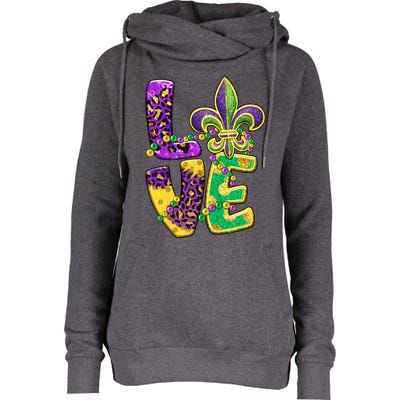 I Love Mardi Gras For Matching Family Fleur De Lis Womens Funnel Neck Pullover Hood