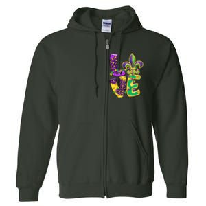 I Love Mardi Gras For Matching Family Fleur De Lis Full Zip Hoodie