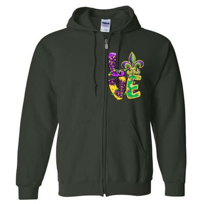 I Love Mardi Gras For Matching Family Fleur De Lis Full Zip Hoodie