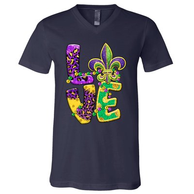 I Love Mardi Gras For Matching Family Fleur De Lis V-Neck T-Shirt