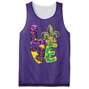 I Love Mardi Gras For Matching Family Fleur De Lis Mesh Reversible Basketball Jersey Tank