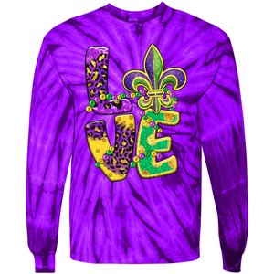 I Love Mardi Gras For Matching Family Fleur De Lis Tie-Dye Long Sleeve Shirt