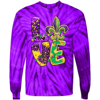 I Love Mardi Gras For Matching Family Fleur De Lis Tie-Dye Long Sleeve Shirt