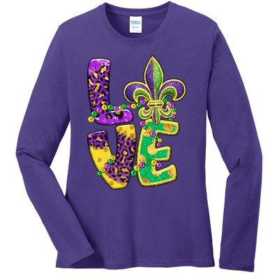 I Love Mardi Gras For Matching Family Fleur De Lis Ladies Long Sleeve Shirt