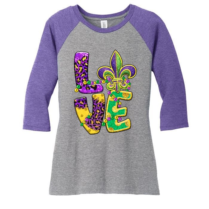 I Love Mardi Gras For Matching Family Fleur De Lis Women's Tri-Blend 3/4-Sleeve Raglan Shirt