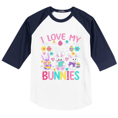 I Love My Prek Bunnies Easter Day Teacher Bunny Baseball Sleeve Shirt