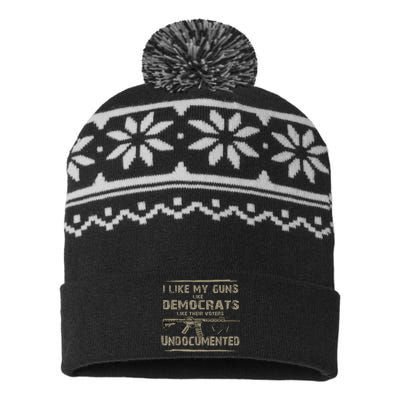 I Like My Guns Like Democrats Like Their Voters Undocumented USA-Made Snowflake Beanie