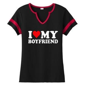 I Love My Boyfriend I Heart My Boyfriend BF Ladies Halftime Notch Neck Tee