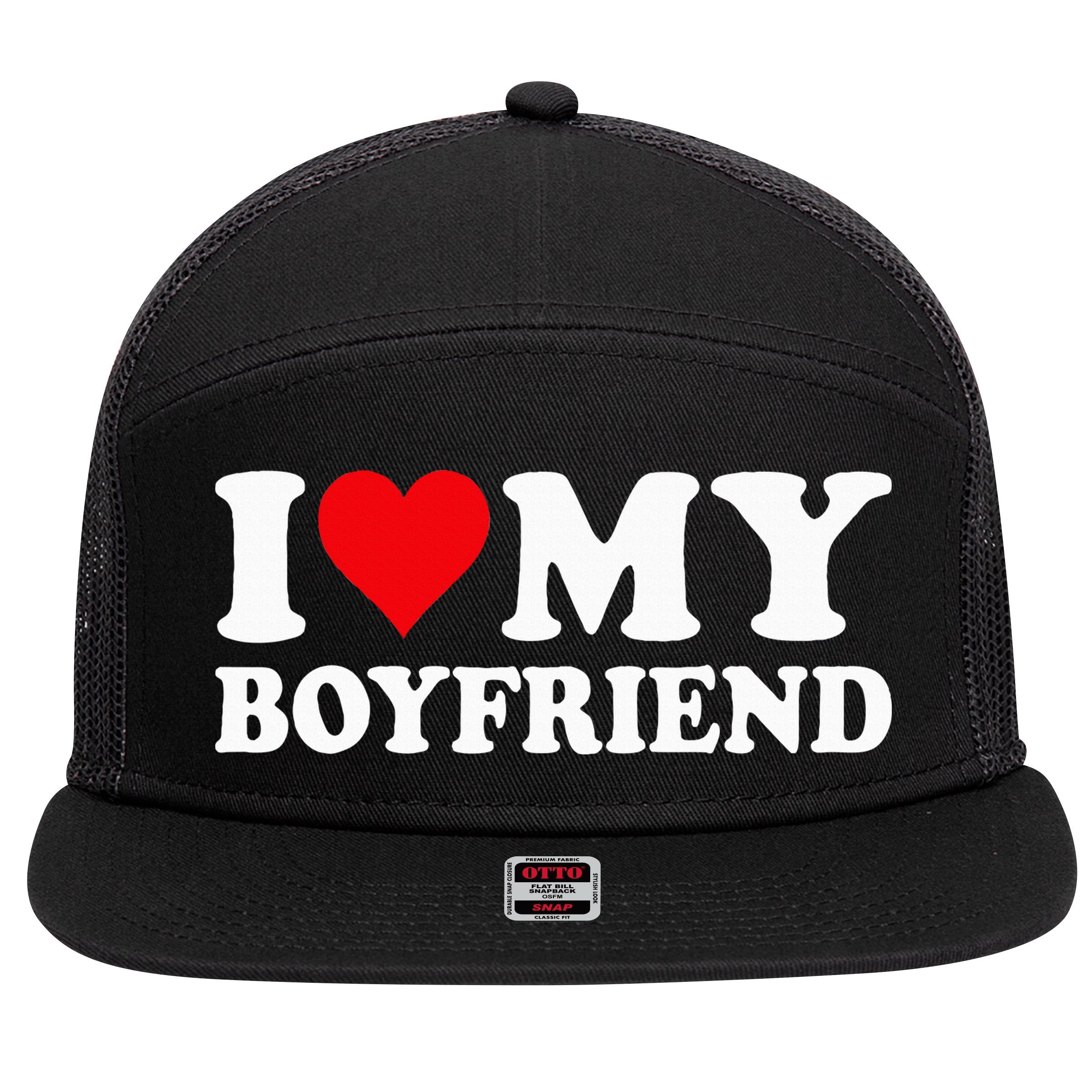 I Love My Boyfriend I Heart My Boyfriend BF 7 Panel Mesh Trucker Snapback Hat