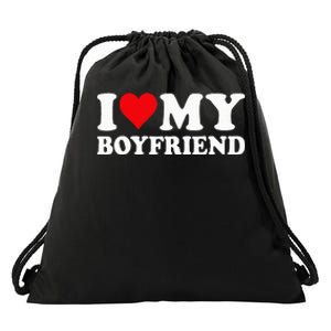 I Love My Boyfriend I Heart My Boyfriend BF Drawstring Bag