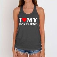 I Love My Boyfriend I Heart My Boyfriend BF Women's Knotted Racerback Tank