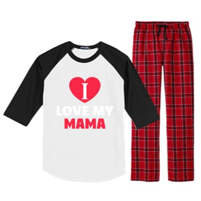 I Love My Loving Mama Grandma Grand Family Gift Raglan Sleeve Pajama Set