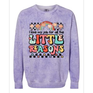 I Love My Job For All The Little Reasons Teacher Student Retro Colorblast Crewneck Sweatshirt