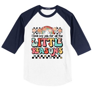 I Love My Job For All The Little Reasons Teacher Student Retro Baseball Sleeve Shirt