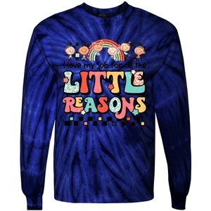 I Love My Job For All The Little Reasons Teacher Student Retro Tie-Dye Long Sleeve Shirt