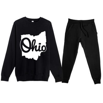 I Love My Ohio Home Script Ohio Buckeye State Premium Crewneck Sweatsuit Set