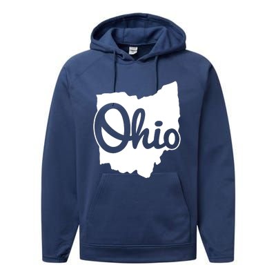 I Love My Ohio Home Script Ohio Buckeye State Performance Fleece Hoodie